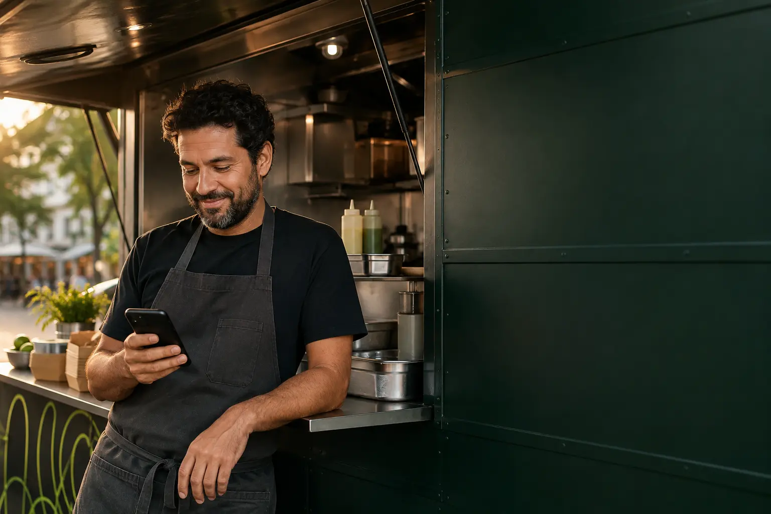 Dono de food truck conferindo o movimento depois do atendimento